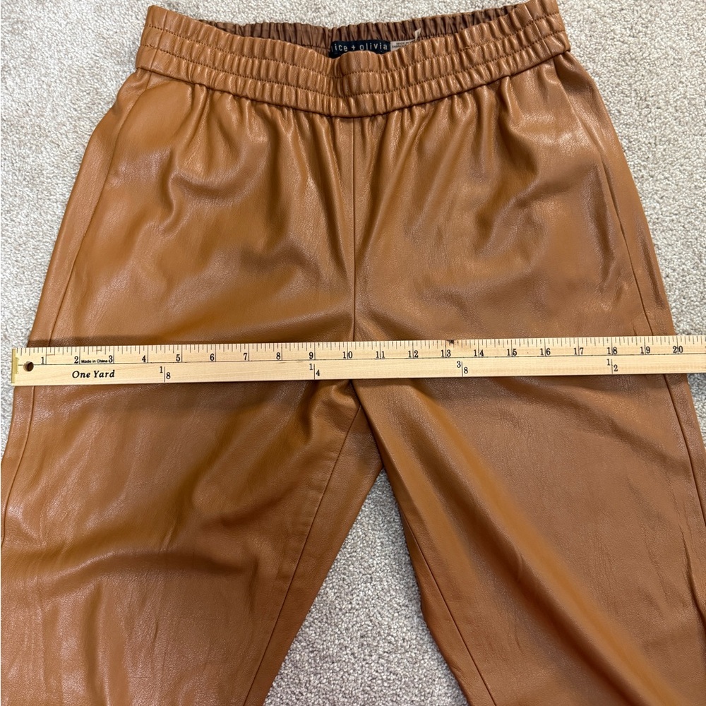 Alice + Olivia - Vegan Leather Joggers in Camel - size Small - EUC - Picture 8 of 13